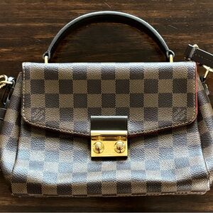 Louis Vuitton Damier Ebene Croisette Crossbody with Gold Hardware